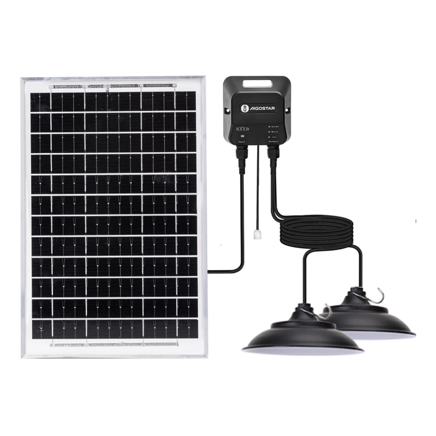 Aigostar - Lámpara solar LED con sensor 2xLED/35W/12V 6000 mAh 6500K diá. 15 cm + control remoto