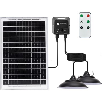 Aigostar - Lámpara solar LED con sensor 2xLED/35W/12V 6000 mAh 6500K Ø 15 cm + mando a distancia