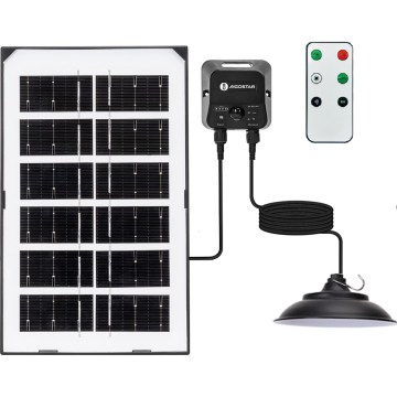 Aigostar - Lámpara solar LED con sensor, 35W/12V, 3000 mAh, 6500K, diámetro 15 cm, con control remoto