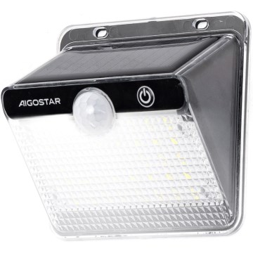 Aigostar - Lámpara Solar LED con sensor LED/3,7V 6500K 1200 mAh IP65 negra