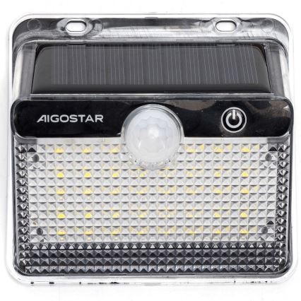 Aigostar - Lámpara Solar LED con sensor LED/3,7V 6500K 1200 mAh IP65 negra