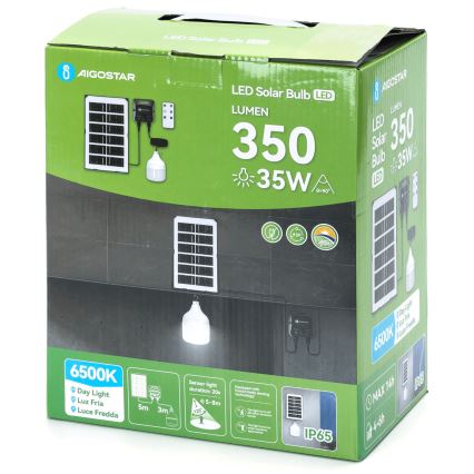 Aigostar - Lámpara solar LED con sensor LED/35W/12V 3000 mAh 6500K diá. 10 cm + control remoto