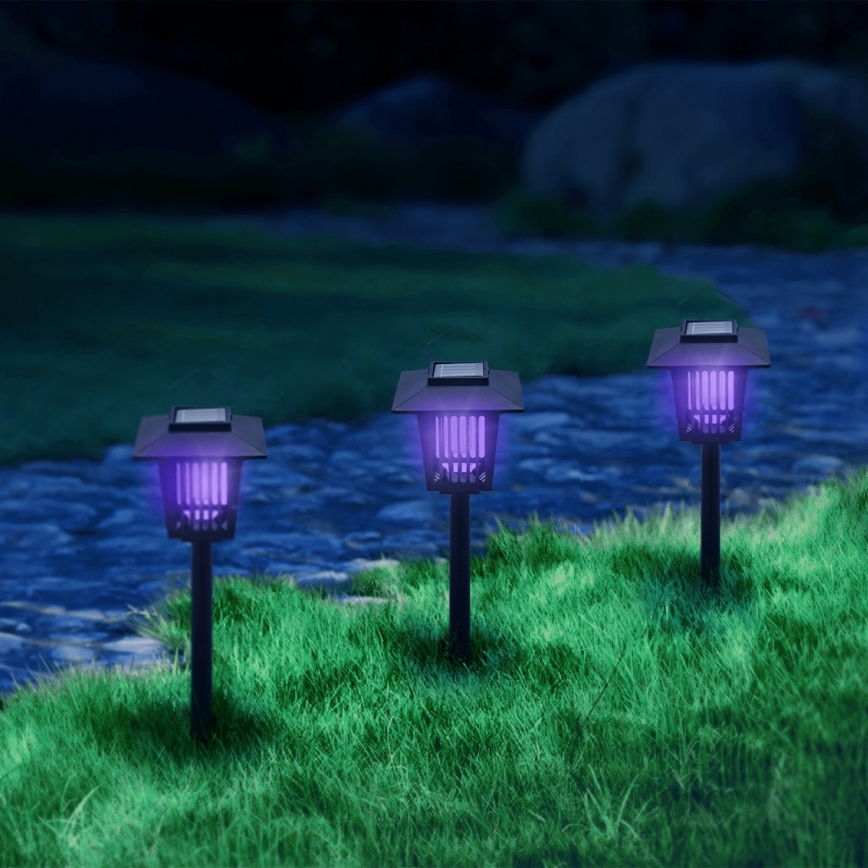 Aigostar - Lámpara solar LED con una trampa para insectos LED/0,03W/1,2V 55,2cm negro 6500K 300 mAh IP44