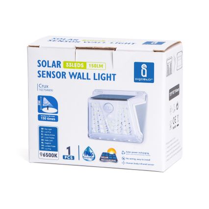 Aigostar - Lámpara solar LED exterior con sensor LED/1,48W/3,7V IP65 1200 mAh