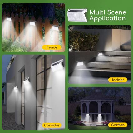 Aigostar - Lámpara solar LED exterior con sensor LED/2,4W/5V 1200 mAh IP65