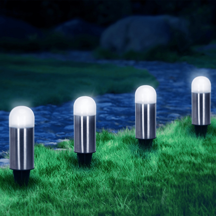 Aigostar - Lámpara solar LED LED/0,006W/1,2V 20cm cromo mate 40 mAh 6500K IP44