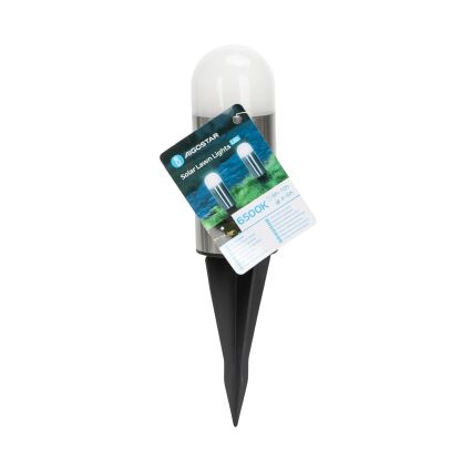 Aigostar - Lámpara solar LED LED/0,006W/1,2V 20cm cromo mate 40 mAh 6500K IP44