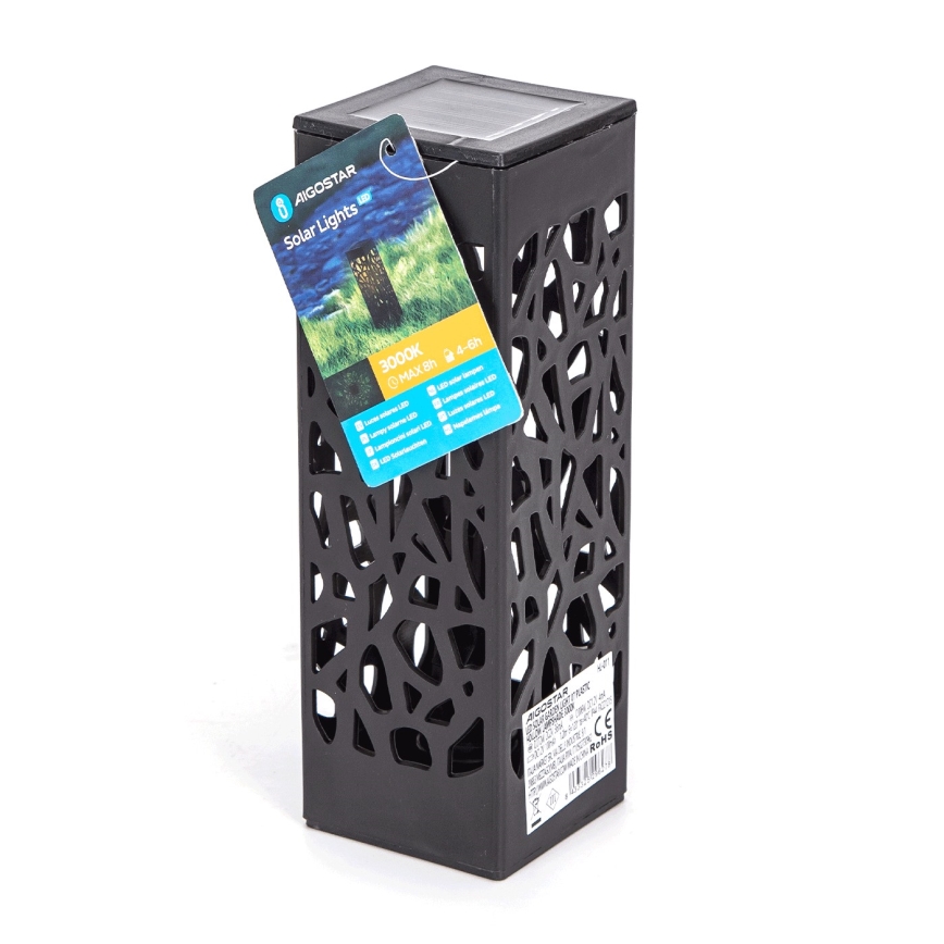 Aigostar - Lámpara solar LED LED/0,006W/1,2V 100 mAh 28,5 cm negro 6500K IP44