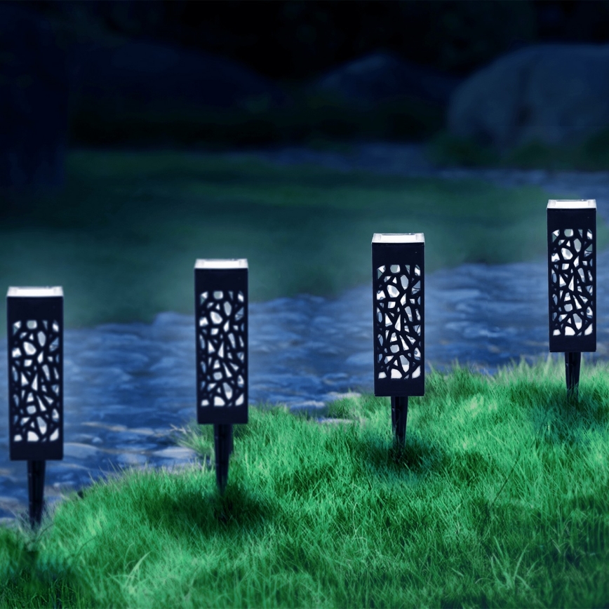 Aigostar - Lámpara solar LED LED/0,006W/1,2V 28,5cm negro 100 mAh 6500K  IP44