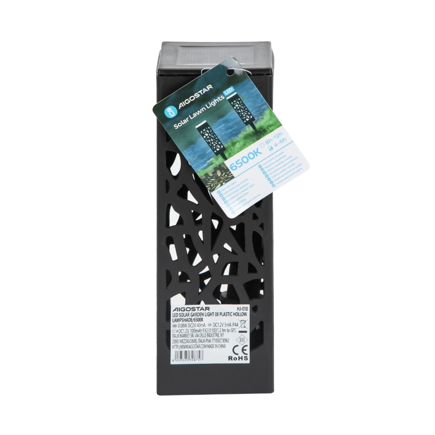 Aigostar - Lámpara solar LED LED/0,006W/1,2V 28,5cm negro 100 mAh 6500K  IP44