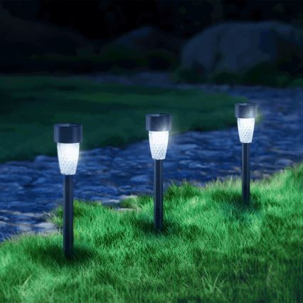 Aigostar - Lámpara solar LED LED/0,006W/1,2V 40 mAh 29,7 cm negro 6500K IP44