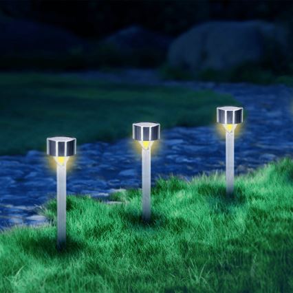 Aigostar - Lámpara solar LED LED/0,006W/1,2V 32cm cromo mate 200 mAh 2700K IP44