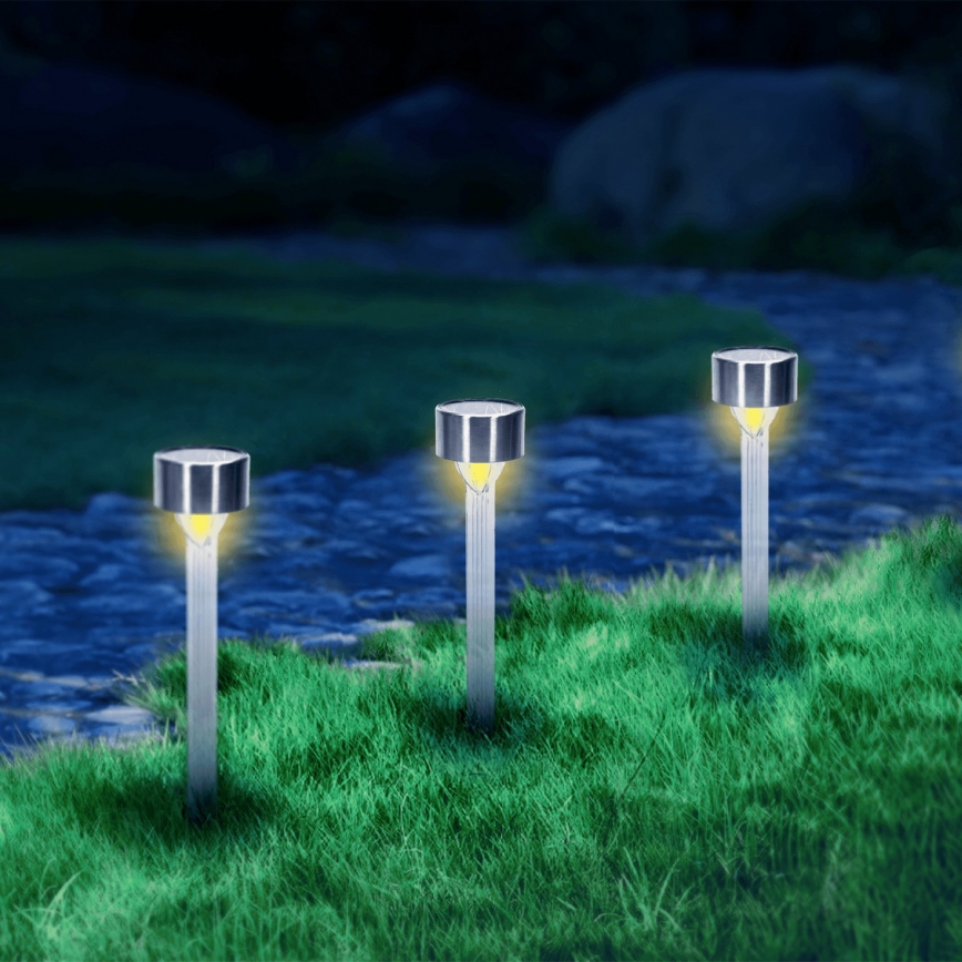Aigostar - Lámpara solar LED LED/0,006W/1,2V 32cm cromo mate 200 mAh 2700K IP44