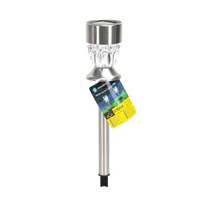 Aigostar - Lámpara solar LED LED/0,006W/1,2V 35,5cm cromo mate 2700K IP44 100 mAh