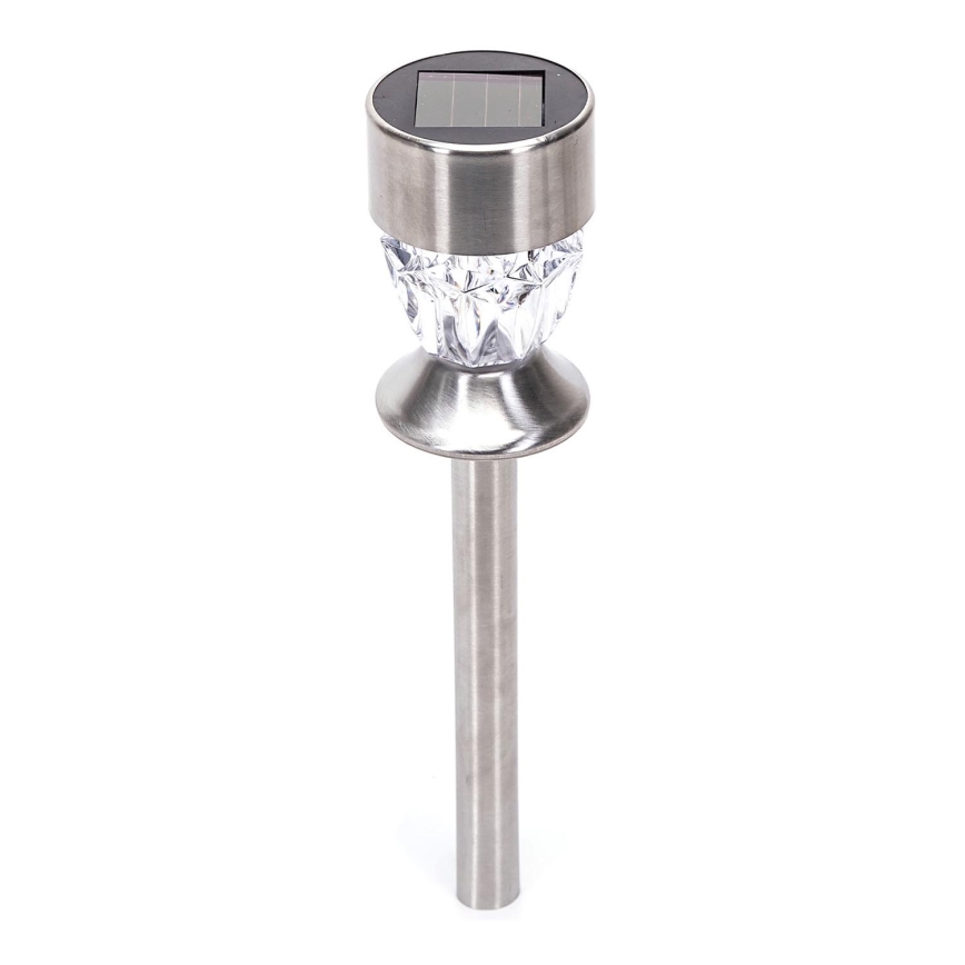 Aigostar - Lámpara solar LED LED/0,006W/1,2V 35,5cm cromo mate 100 mAh 3000K IP44
