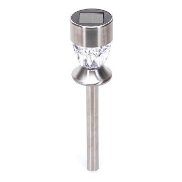 Aigostar - Lámpara solar LED LED/0,006W/1,2V 35,5cm cromo mate 2700K IP44 100 mAh