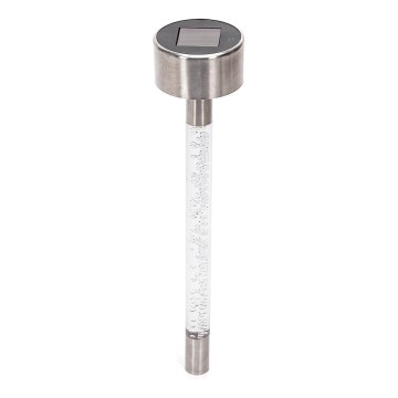 Aigostar - Lámpara solar LED LED/0,006W/1,2V 36,7 cm cromo mate 2700K 40 mAh IP44