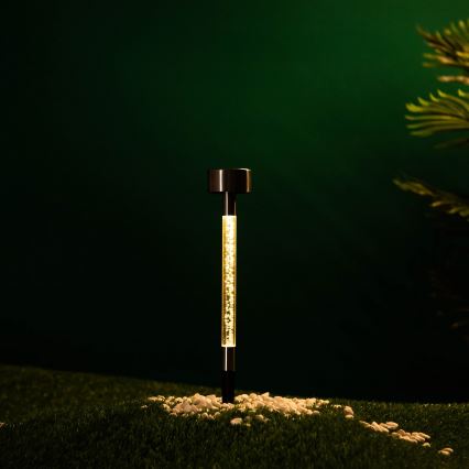 Aigostar - Lámpara solar LED LED/0,006W/1,2V 36,7cm cromo mate 2700K 40 mAh IP44