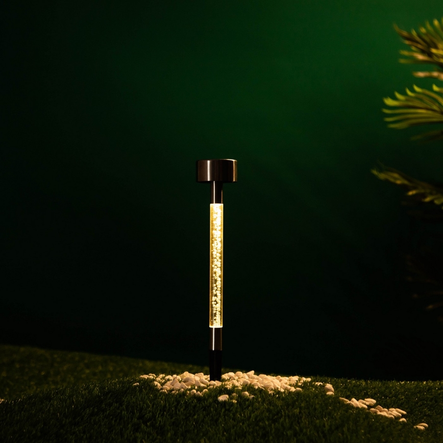 Aigostar - Lámpara solar LED LED/0,006W/1,2V 36,7cm cromo mate 2700K 40 mAh IP44