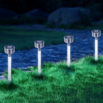 Aigostar - Lámpara solar LED LED/0,006W/1,2V 36,7cm cromo mate 6500K IP44