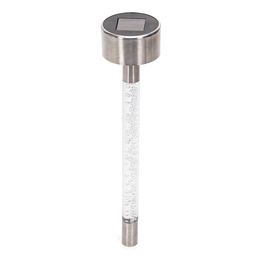 Aigostar - Lámpara solar LED LED/0,006W/1,2V 36,7cm cromo mate 2700K 40 mAh IP44