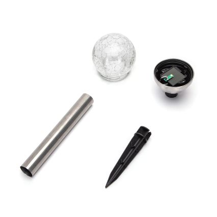 Aigostar - Lámpara solar LED LED/0,006W/1,2V 37,8cm cromo mate 2700K IP44