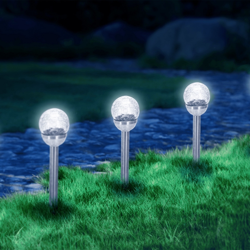 Aigostar - Lámpara solar LED LED/0,006W/1,2V 37,8cm cromo mate 6500K IP44 100 mAh