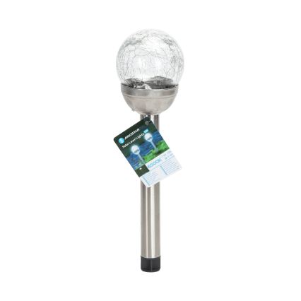 Aigostar - Lámpara solar LED LED/0,006W/1,2V 37,8cm cromo mate 6500K IP44 100 mAh