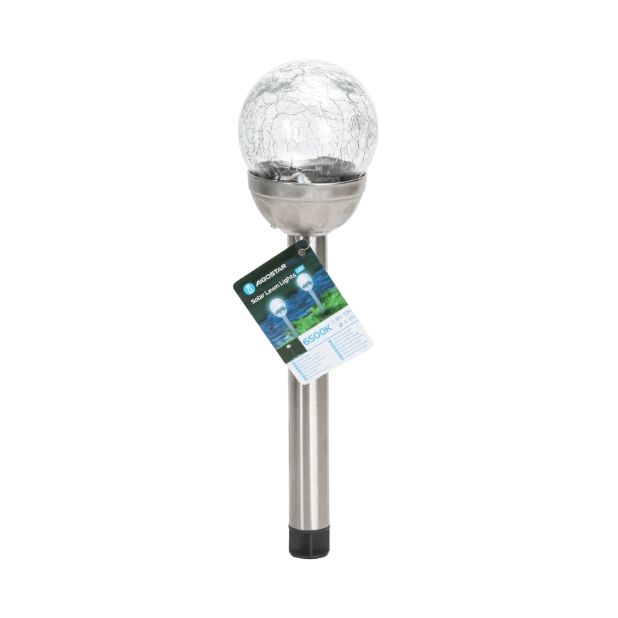 Aigostar - Lámpara solar LED LED/0,006W/1,2V 37,8cm cromo mate 6500K IP44 100 mAh