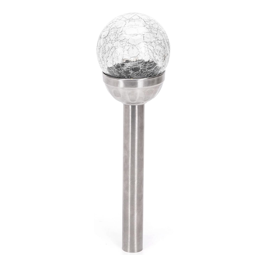 Aigostar - Lámpara solar LED LED/0,006W/1,2V 37,8cm cromo mate 2700K IP44