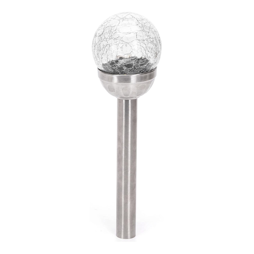 Aigostar - Lámpara solar LED LED/0,006W/1,2V 37,8cm cromo mate 6500K IP44 100 mAh