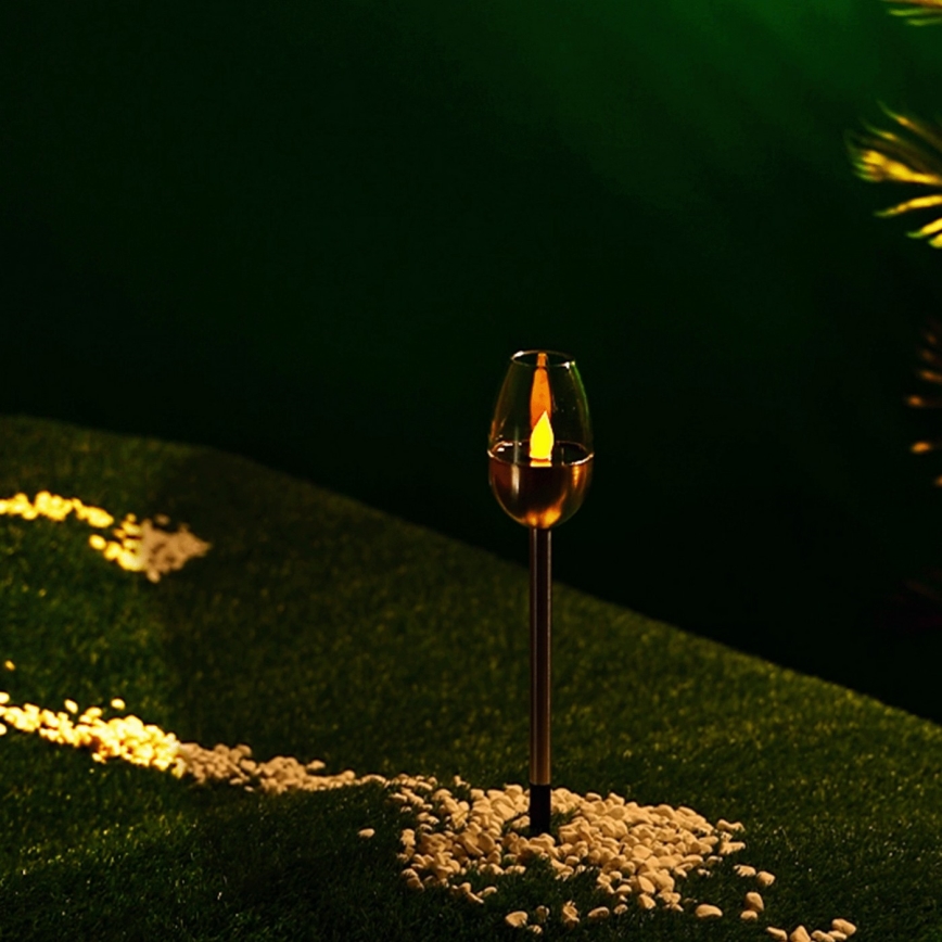 Aigostar - Lámpara solar LED LED/0,006W/1,2V 38,2cm cromo mate 2700K IP44 40 mAh