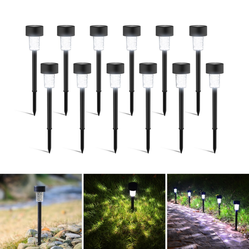 Aigostar - Lámpara solar LED LED/0,06W/2V 32,7 cm 6500K IP44 600 mAh negro