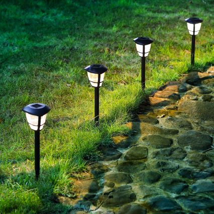 Aigostar - Lámpara solar LED LED/0,06W/2V 100 mAh 33,8 cm 6500K IP44 negro