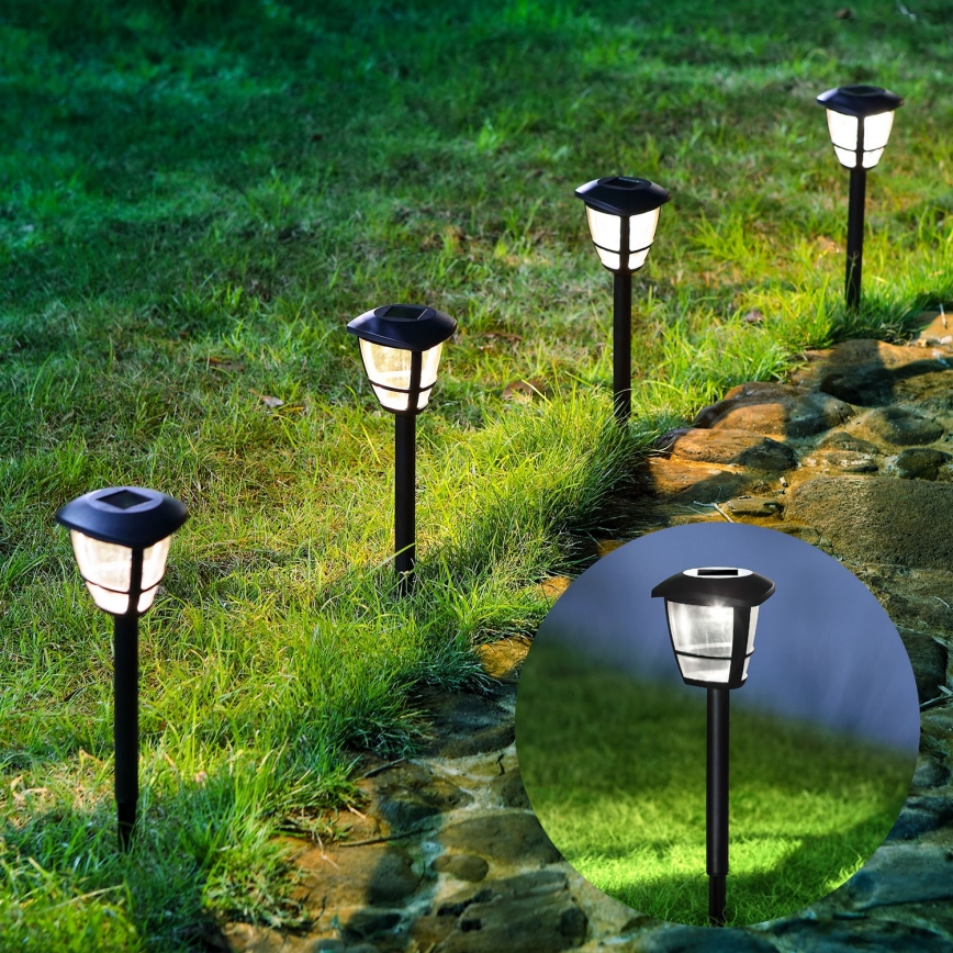 Aigostar - Lámpara solar LED LED/0,06W/2V 100 mAh 33,8 cm 6500K IP44 negro