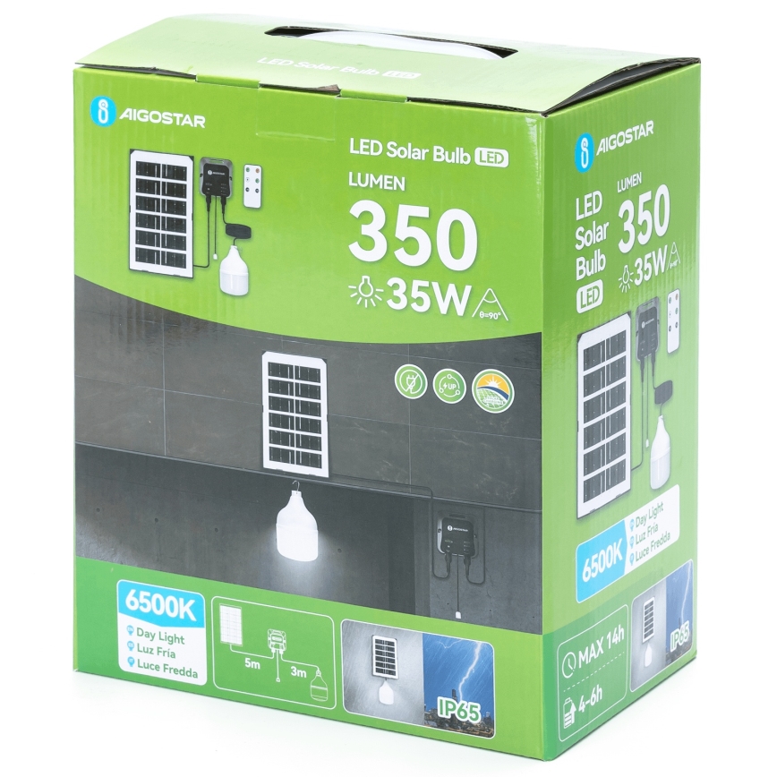Aigostar - Lámpara solar LED LED/35W/12V 3000 mAh 6500K diá. 10 cm + control remoto