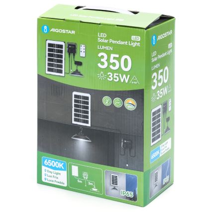 Aigostar - Lámpara solar LED LED/35W/12V 3000 mAh 6500K diá. 15 cm + control remoto