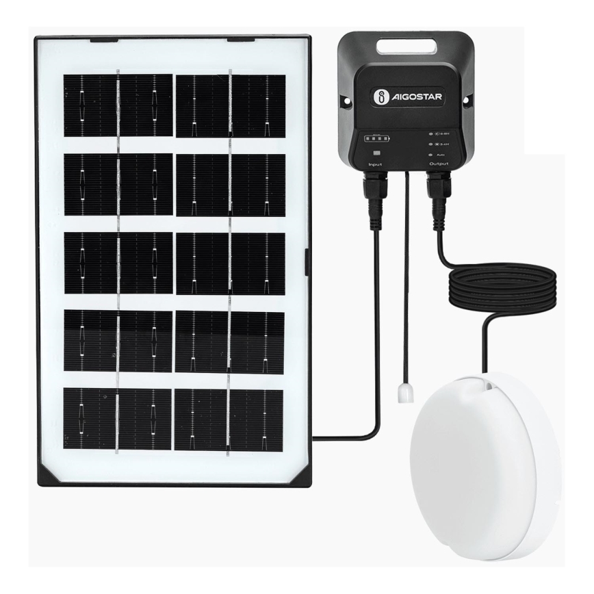 Aigostar - Lámpara solar LED LED/35W/12V 3000 mAh 6500K diá. 16,8 cm + control remoto