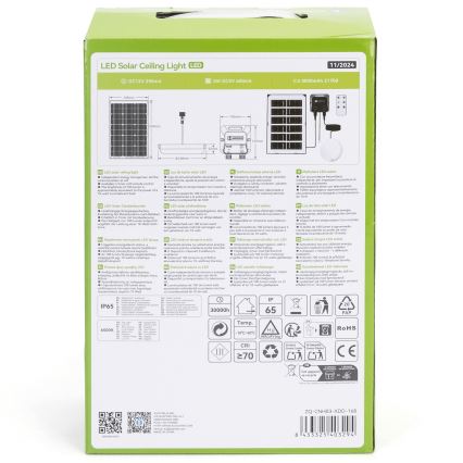 Aigostar - Lámpara solar LED LED/35W/12V 3000 mAh 6500K diá. 16,8 cm + control remoto