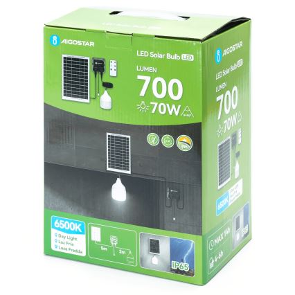 Aigostar - Lámpara solar LED LED/70W/12V 6000 mAh 6500K diá. 12 cm + control remoto