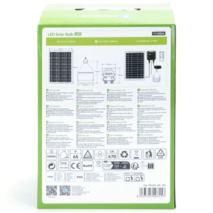 Aigostar - Lámpara solar LED LED/70W/12V 6000 mAh 6500K diá. 12 cm + control remoto