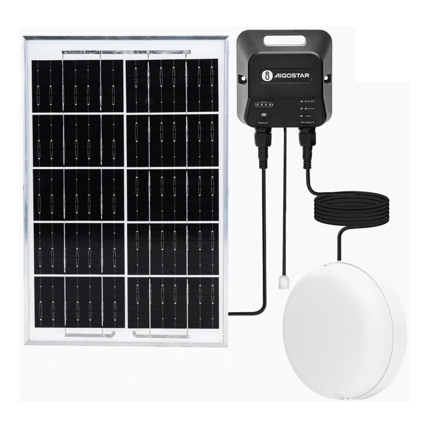 Aigostar - Lámpara solar LED LED/70W/12V 6000 mAh 6500K diá. 20,5 cm + control remoto