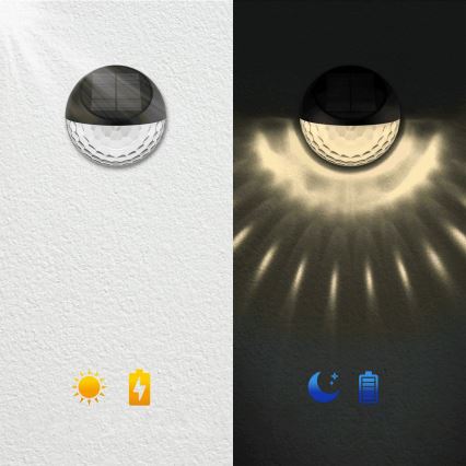 Aigostar - Lámpara solar de pared LED/2W/1,2V negra 300 mAh 2700K IP44