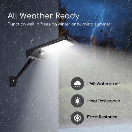 Aigostar - Lámpara solar LED regulable con sensor LED/2,3W/5,5V IP65 1800 mAh + mando a distancia