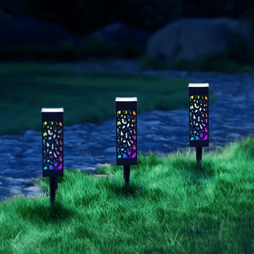 Aigostar - Lámpara solar LED RGB LED/0,006W/1,2V 28,5cm negro  IP44 100 mAh