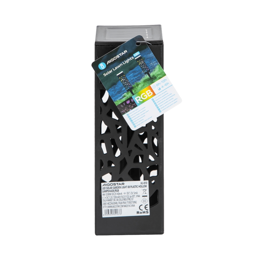 Aigostar - Lámpara solar LED RGB LED/0,006W/1,2V 28,5cm negro  IP44 100 mAh