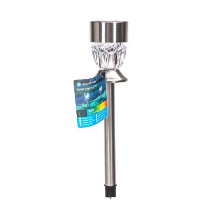 Aigostar - Lámpara solar LED RGB LED/0,006W/1,2V 35,5 cm 100 mAh cromo mate IP44
