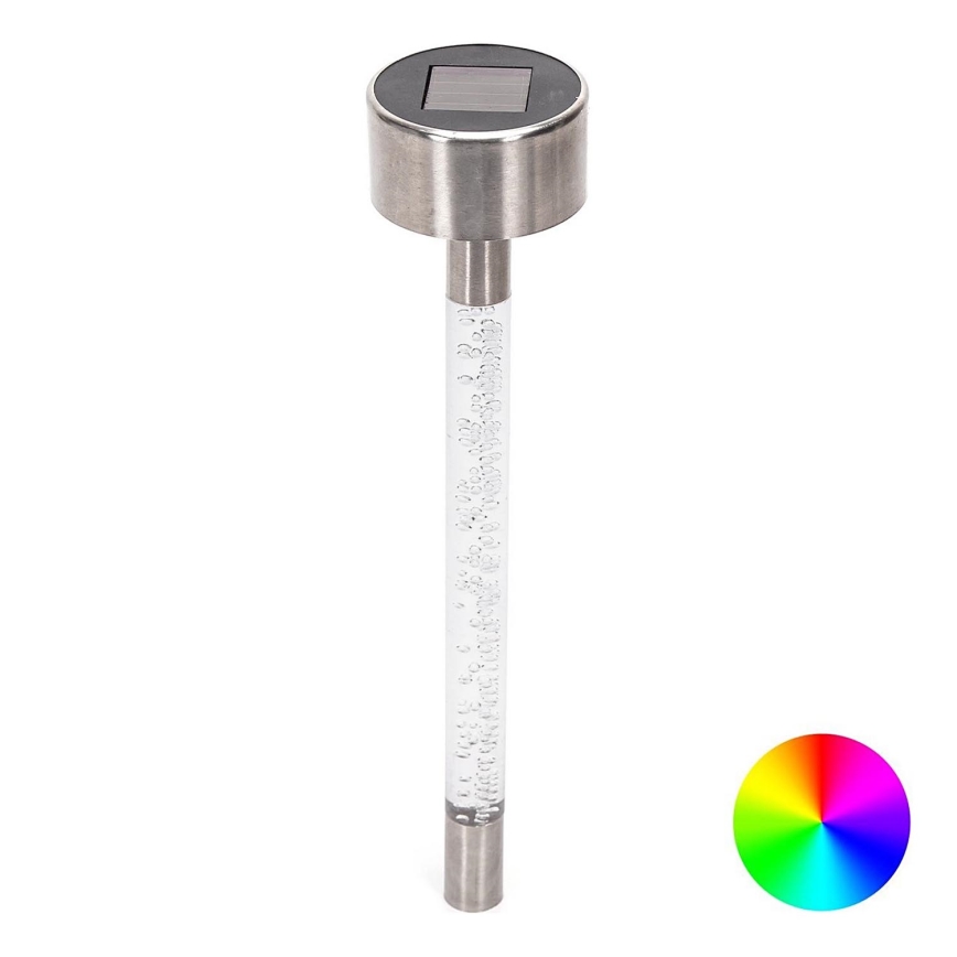 Aigostar - Lámpara solar LED RGB LED/0,006W/1,2V 40 mAh 36,7cm cromo mate IP44