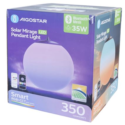 Aigostar - LED RGB Lámpara de araña solar regulable MESH LED/35W/3,7V 8000 mAh 2700K-6500K IP65 diá. 50 cm