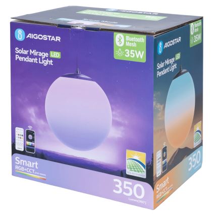 Aigostar - Lámpara solar regulable LED RGBW MESH LED/5W/3,7V 8000 mAh 2700K-6500K IP65 d. 30 cm